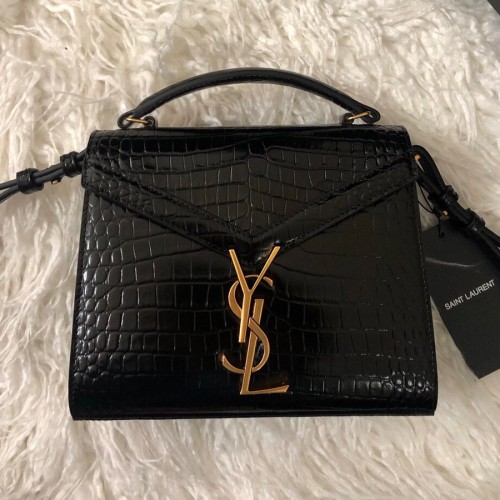 Lushentic Rep BLACK CASSANDRA MINI TOP HANDLE BAG IN CROCODILEEMBOSSED